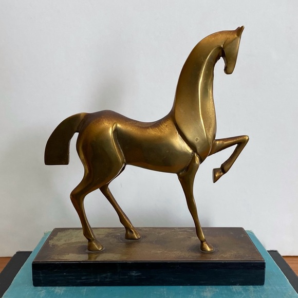Vintage Etruscan Style Bronze Horse MCM Brass Horse Statue Equestrian Figurine - Picture 2 of 13